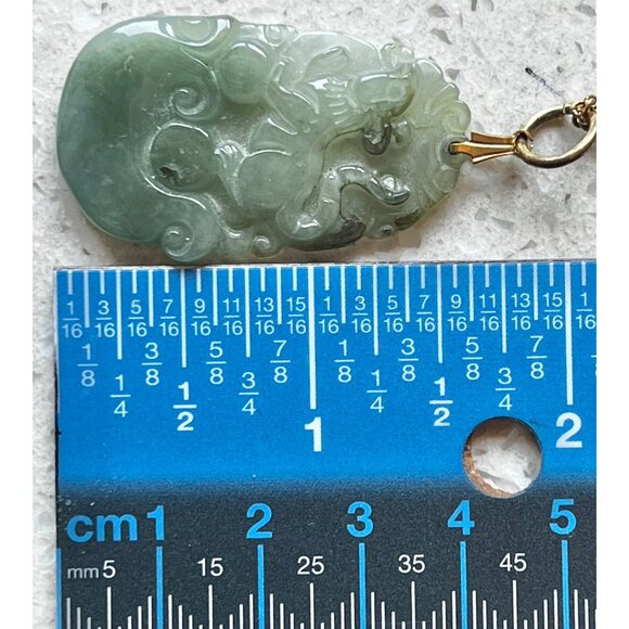 Hand-Carved Green Jade Rat Pendant Necklace With 23" Chain - Picture 7 of 11